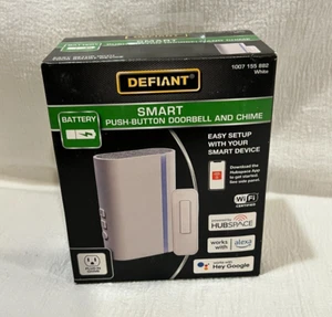 Defiant Wireless Wi-Fi Smart Plug-In Taster Türklingel & Glockenspiel - Weiß. . - Bild 1 von 5