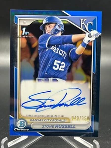 2024 Bowman Chrome Stone Russell Blue Refractor Auto 49/150 #CPA-SR - Bild 1 von 2