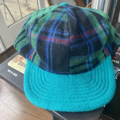 VTG Broner Green Plaid Baseball Cap Strap Back Hat 80s 90s MUSA large - Image 1 of 4