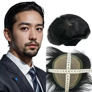 Toupee for Mens Hair System and Hair Replacement 100%Asain Virgin Human Hair Nat - Picture 1 of 7