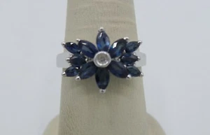 Zales  .05Ct Diamond And .50 Ct 14KT  Sapphire Gemstones Anniversary Fine Ring - Picture 1 of 9