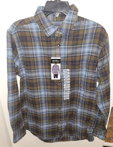 Camicia uomo Eddie Bauer Bristol in flanella denim profondo a quadri, piccola, NUOVA!!! - Foto 1 di 5