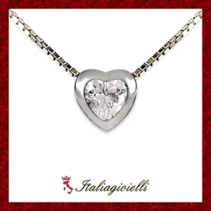 Nobile Collana Cuore Donna in Argento 925 rodiato Oro Bianco - Foto 1 di 6