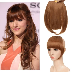 UK Thick Bangs Fringe Clip In Real as Human Hair Extensions Thin Air Front Piece - Picture 1 of 65