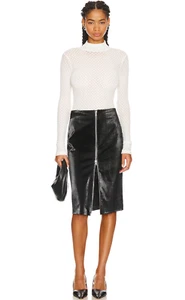 NWT ENZA COSTA sz XS Black Vegan Leather Satin Finish Midi Skirt - Picture 1 of 4