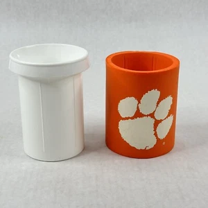 Vintage Clemson Tigers 90's Orange Foam / Hard Plastic Can Bottle Koozie Coozie - Picture 1 of 5