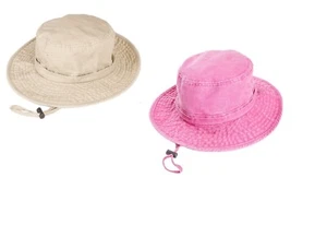 LADIES WOMENS COTTON SAFARI AUSSIE OUTBACK BUSH WIDE BRIM SUMMER SUN HAT - Picture 1 of 6
