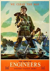 Propaganda Poster Print WW2 WWII Corps Engineers United States Army wall art war - Bild 1 von 1