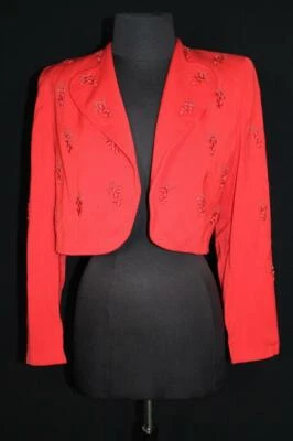 CHAQUETA DE HOMBRO RARA VINTAGE AÑOS 50 ROJA TACHONADA LANA GABARDINA TALLA PEQUEÑA Foto 1 de 4