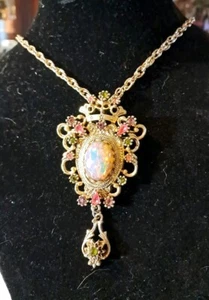 Vintage Sarah Coventry "Contessa" Rhinestone Brooch / Pendant On Chain Beautiful - Picture 1 of 11