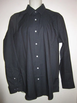 DUCHAMP London Dress Shirt Regular Fit Black Tonal Striped Cotton Sz 17 / XL - Image 1 of 4