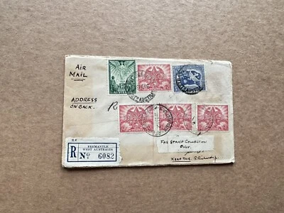 Australia 1946 Reg FDC to US +WWII Victory Set #SG213-15 +Back Addressee +ODD - Image 1 of 2