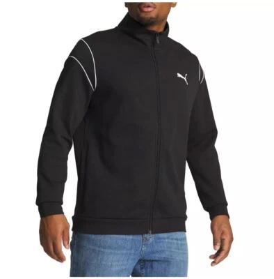 Chaqueta deportiva Puma para hombre. Cremallera completa, bolsillos, color negro, talla mediana. Foto 1 de 4