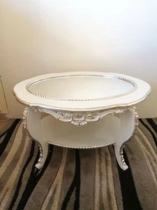 TAVOLINO CON SPECCHIO IN LEGNO BIANCO E ARGENTO SALOTTO SOGGIORNO ARREDO CASA - Imagen 1 de 1