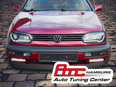 VW Golf 3 LED Tagfahrlicht Optik Scheinwerfer schwarz.Europaweit zugelassen - Bild 1 von 4