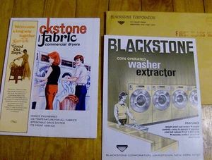 Folletos de venta vintage años 70 BLACKSTONE comercial lavadora y secadora anuncio - Imagen 1 de 7