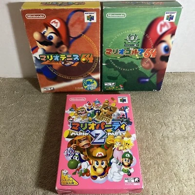 Nintendo 64 Mario Party 2 Tennis Golf Japan Import Game & Box Lot US SELLER - Image 1 of 4