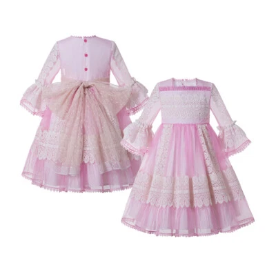 Niños Niñas Princesa Vestido de Encaje Vestidos de Pascua Trajes de Fiesta Ropa de Primavera Foto 1 de 4