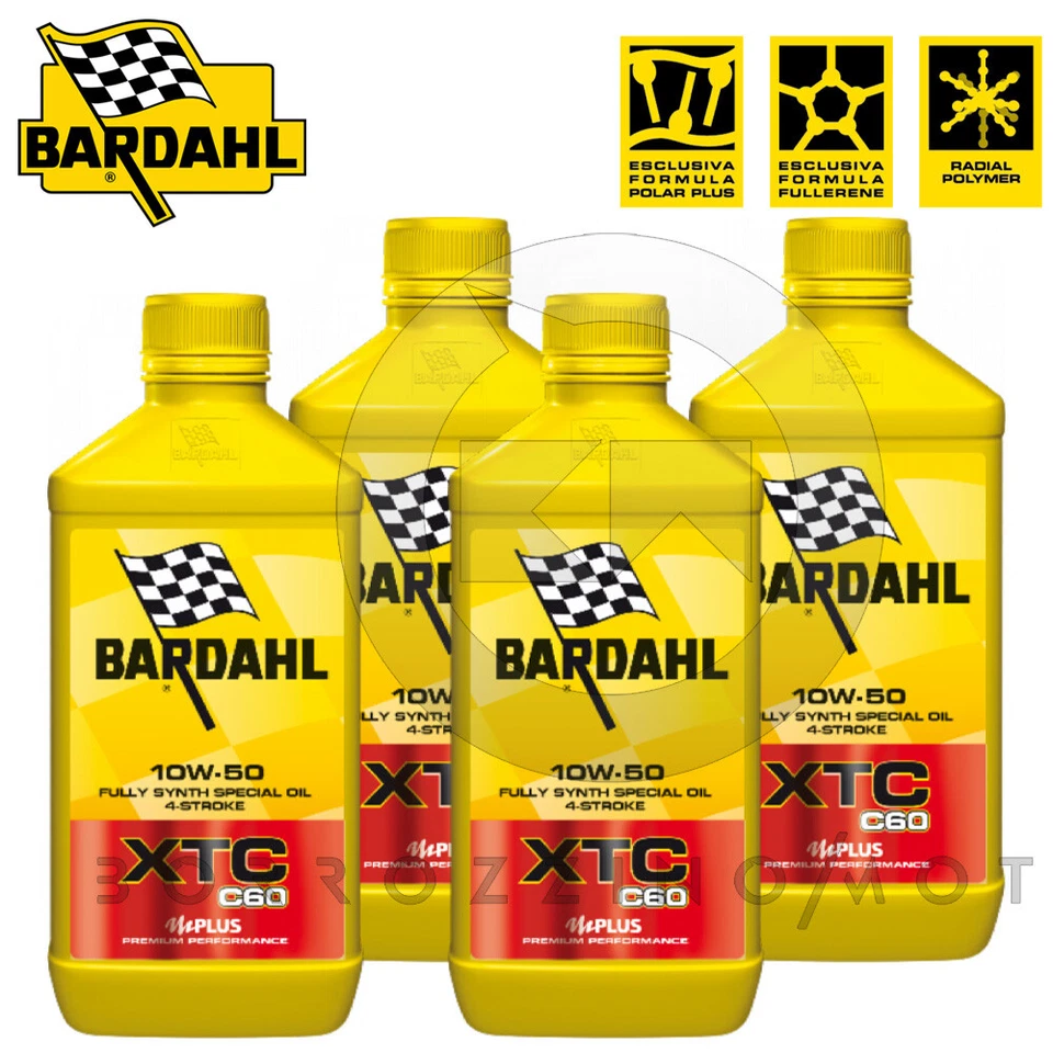 4Lt OLIO MOTORE 100% SINTETICO MOTO 4T BARDAHL XTC C60 10w50 MA2 FULLERENE-POLAR