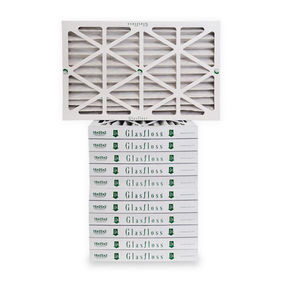 16x25x2 Air Filter MERV 10 Pleated by Glasfloss - Box of 12 - AC/Furnace Filters - Image 1 of 1