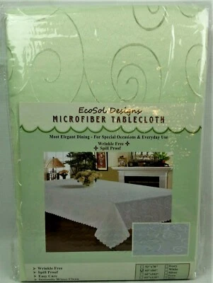 Microfiber Tablecloth 60x84 Light Green Spill Proof Spring Easter EcoSol Designs - Image 1 of 4