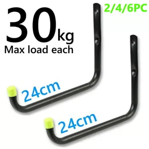 2/4/6 Heavy Duty Storage Hooks Garage Shed Brackets Ladder Bike Wall Garden Tool - Picture 1 of 3