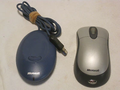 pre-owned Microsoft Wireless Optical Mouse w/ blue  receiver  USB  - Image 1 of 4
