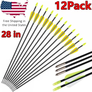 12Pack 28in Fiberglass Arrows SP 700 Archery Hunting For Compound & Recurve Bow - Picture 1 of 12