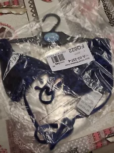 New Look Blue Velvet Studded Triangle Halterneck Bikini Top Size 12 Bnwts - Picture 1 of 6