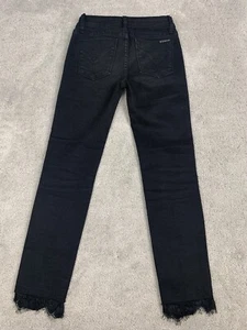 Jeans in pizzo neri Hudson taglia 12 denim skinny orlo effetto invecchiato elasticizzato - Foto 1 di 14