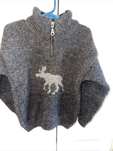 Norwool of Norway Pure Wool Pull Over Quarter Zip Sweater Jumper boys size 4 - Picture 1 of 5
