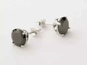 2Ct Round Cut Lab Created Black Diamond Stud Earrings 14K White Gold Plated - Picture 1 of 3