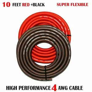 4 Gauge Wire BLACK/RED , Amplifier Power/Ground  Amp Wire 10 Feet Cable Roll - Picture 1 of 2