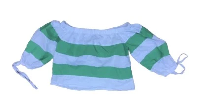 Blusa pequena com listras de tomate Jealous fora do ombro - Imagem 1 de 3