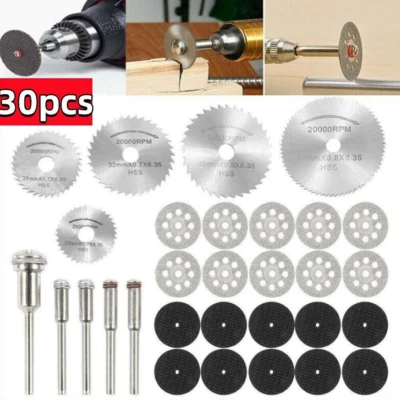 Diamond Cutting Discs Wheel Saw Blades Set+Drill Bit For Dremel Rotary Tool 30pc