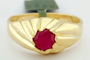 GENUINE 0.50 Cts RUBY RING 14K YELLOW GOLD - Free Certificate Appraisal - NWT - Picture 1 of 7