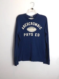 Abercrombie And Fitch Long Sleeve Muscle T-Shirt Y2K Blue Raised Letter Large - Picture 1 of 3