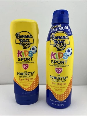 Protector solar Banana Boat KIDS SPORT FPS 50 LOCIÓN SIN PICADURAS DE LÁGRIMAS 6 oz y spray 8 oz Foto 1 de 3