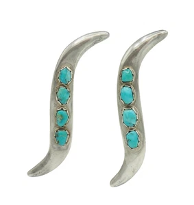 Orecchini vintage nativi americani turchese argento sterling onda pavone perno pavone - Foto 1 di 6