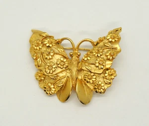 Vintage BSK Schmetterling Blumen Brosche Anstecknadel Gold Gänseblümchen Ton detailliertes Design - Bild 1 von 10