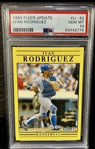 Aggiornamento Fleer 1991 #U-62 Ivan Rodriguez PSA 10 HOF (RC) - Foto 1 di 2