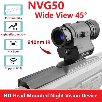 NVG50 2k helmet digital night vision 45°goggles scope WIFI 940nm IR monocular - Image 1 of 4