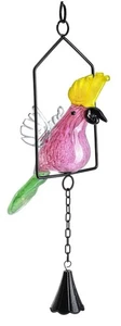 Blown Glass Cockatoo Bird Wind Chime Stained Glass Parrot Style NEW IN BOX! - Picture 1 of 18