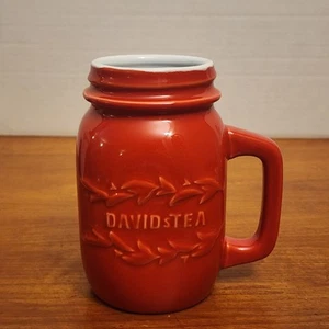 Davids David's Tea Ceramic Mug Cup Mason Jar Style Red Collectible- EUC Like New - Picture 1 of 8