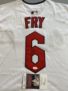 CLEVELAND GUARDIANS- DAVID FRY AUTOGRAPH #6 HOME WHITE NIKE JERSEY JSA CD81278 - Picture 1 of 4