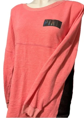 Victoria Secret ROSA Sudadera Pullover Suéter Top Rosa Neón Talla L Enorme Logo Foto 1 de 4