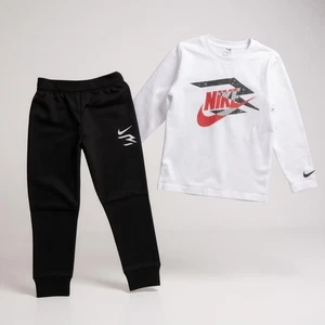 Nike 3 Brand Boys Outfit Set Sweatpants Joggers Long Sleeve Shirt 5 6 Years NWT - Picture 1 of 4