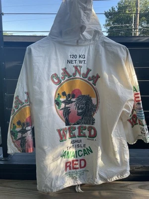 Pullover con capucha de hierba roja jamaicana vintage Hal Arscott 1992 también conocido como Underground Ganja Foto 1 de 4