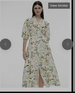WitcheryDress Maxi Botanical Floral Dress in Porcelain Xs Size 4 Linen - Picture 1 of 14