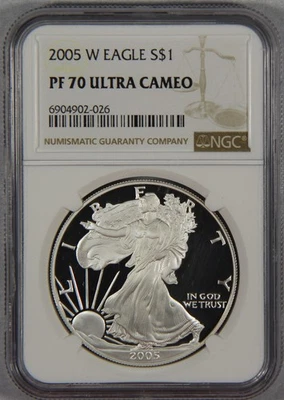2005-W Silver Eagle Dollar NGC PF70 Ultra Cameo $1 - Image 1 of 3